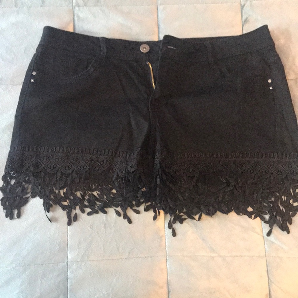 Black Shorts with Fringe